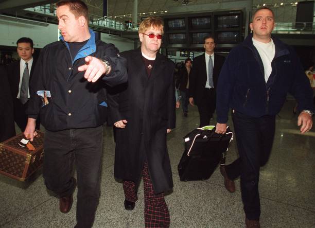 Elton John arriving in Hong Kong for concerts