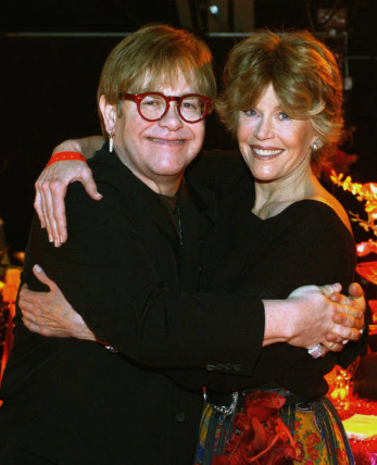 Elton John and Jane Fonda at Elton John AIDS Foundation Benefit in Atlanta at The Tabernacle