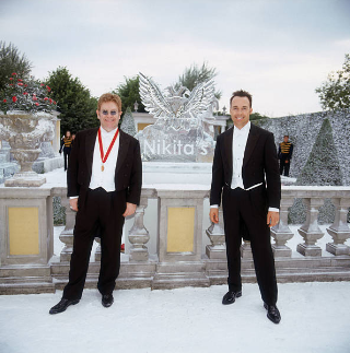 Elton John and David Furnish at The Fifth Annual White Tie and Tiara Ball, June 25, 2003