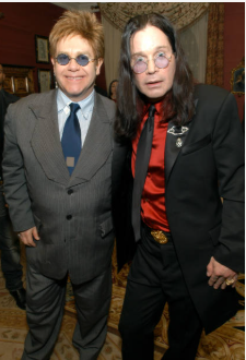 Sir Elton John and Ozzy Osbourne at the charity benefit in Beverly Hills, March 19 2003