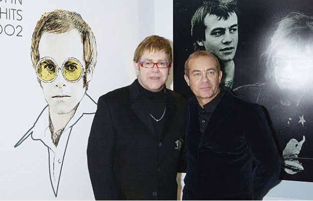 Sir Elton John and Bernie Taupin at the Nordoff Robbins Music Therapy Charity Dinner, London, Nov 5, 2002