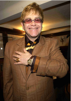 Sir Elton John at the launch of the Chopard Elton John watch collection in New York City, Mar 13, 2002