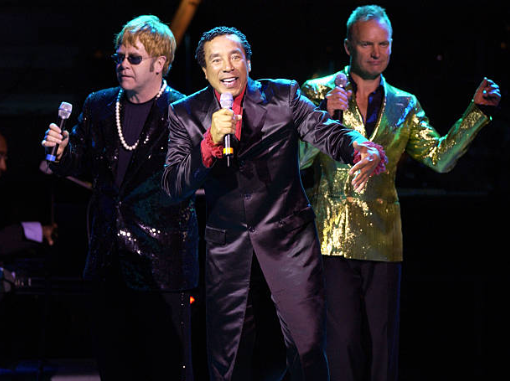 Sir Elton John, Smokey Robinson and Sting at the 12th Annual Rainforest Foundation Concert