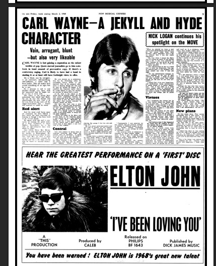 Elton John NME Mar 2, 1968