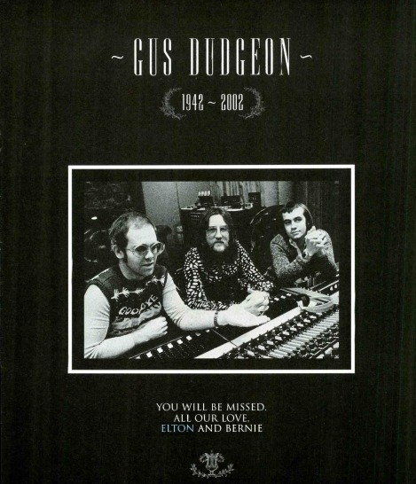 Excerpt from Billboard Aug 3, 2002 showing announcement related to Gus Dudgeon