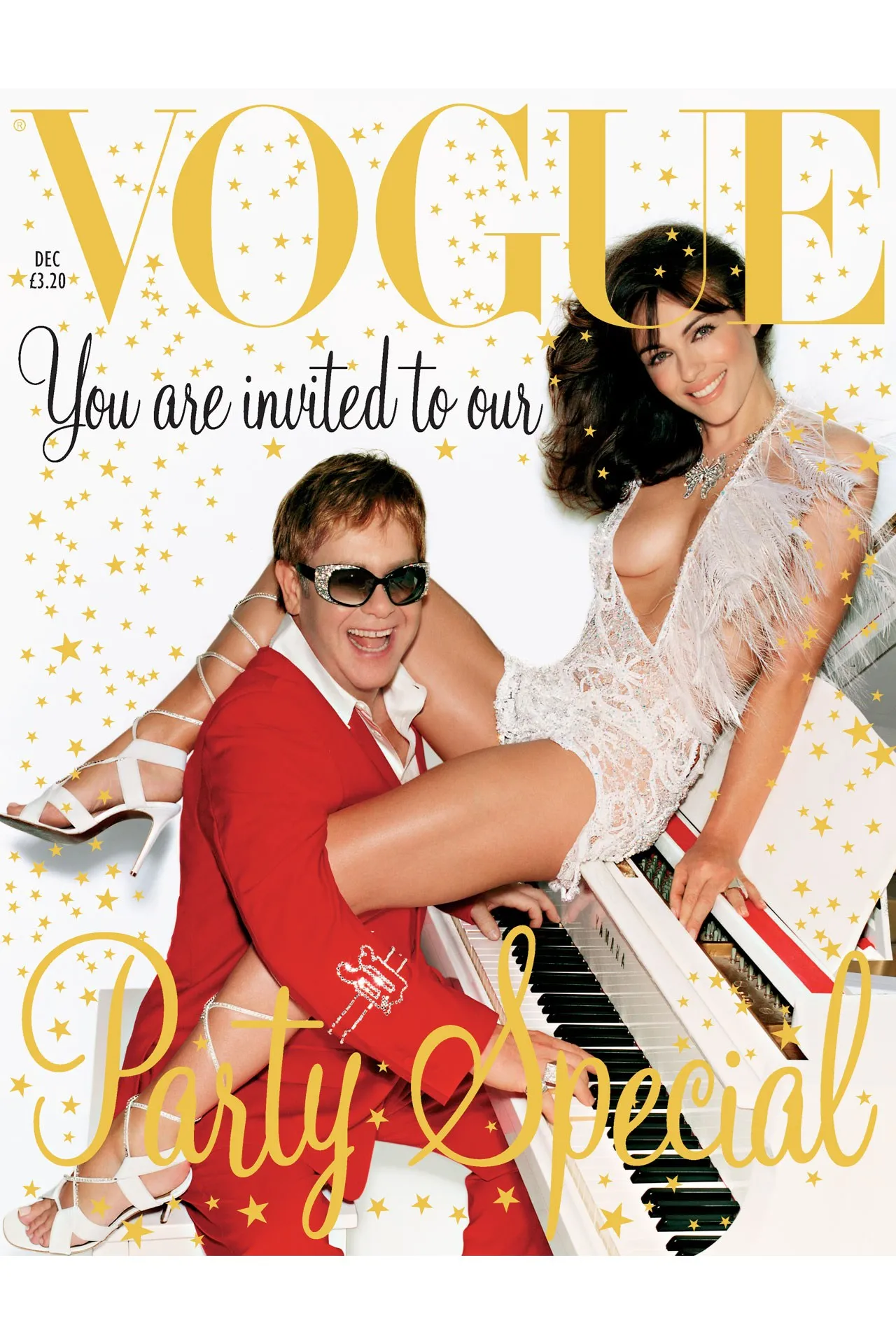 Elton John and Elizabeth Hurley Vogue December 2002 editorial