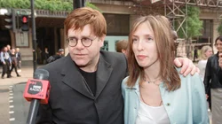 Elton John with 
Sam Taylor-Wood at Selfridges