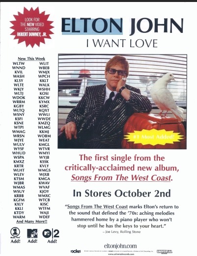 Elton John HITS Magazine 2001