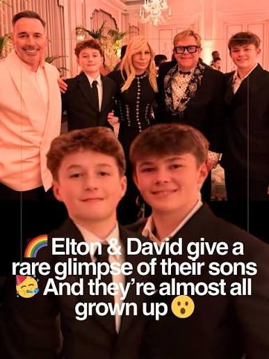Elton John and David Furnish with their sons Zachary and Elijah