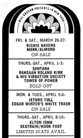 April 8, 9 & 10 Fillmore East