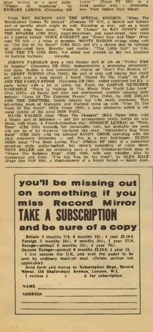 RECORD MIRROR,  March 9th, 1968