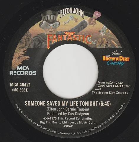 UK / US 45 SOMEONE SAVED MY LIFE TONIGHT