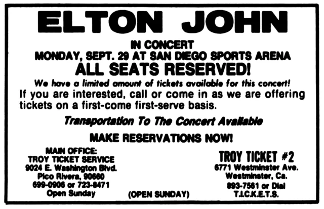 Elton John live from San Diego, CA (Sports Arena), USA – 29/9/1975  Band