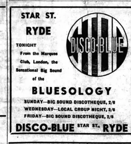 The ads include Isle of Wright, Disco Blue October 22, 1966,