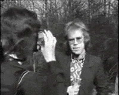 Pop singer Elton John in the Netherlands; Elton John in Amsterdam woods, February 17, 1971