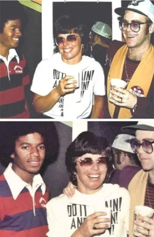 Michael Jackson, Billie Jean King and Elton John 1977.