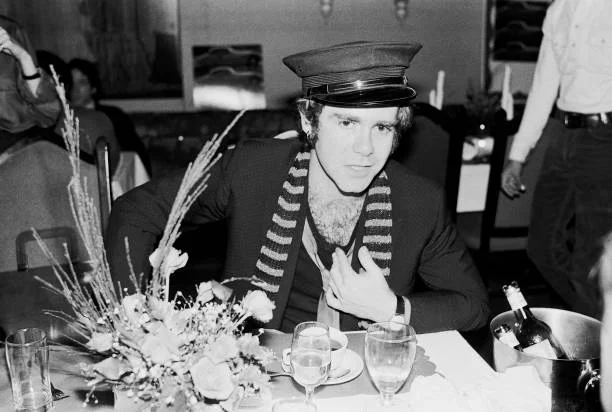 Elton John At Gaylord's Restaurant Portrait of English Pop musician Elton John as he attends a press call at Gaylord's restaurant, New York, New York, March 10, 1978