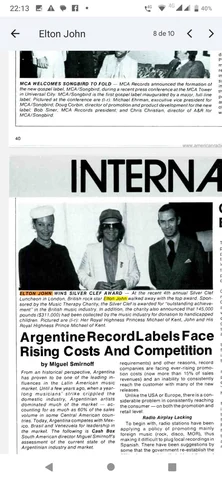 Cash Box/July 21, 1979 ELTON JOHN WINS SILVER CLEF AWARD - At the recent 4th annual Silver Clef  Luncheon in London,