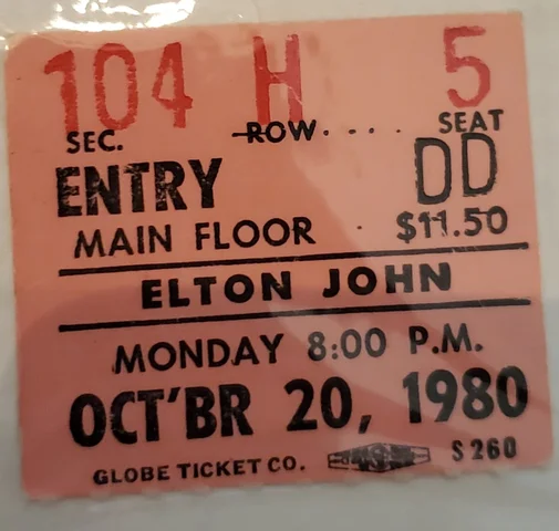Elton John / Judy Tzuke  Elton John   Oct 20, 1980 (44 years ago)   Memorial Coliseum     Portland, Oregon, United States