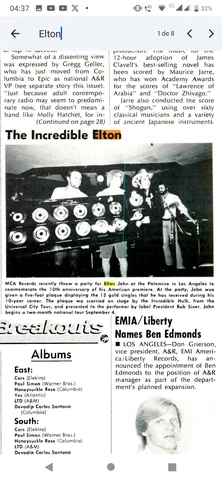 RECORD WORLD SEPTEMBER 6, 1980 **The Incredible Elton**  MCA Records recently threw a party for *Elton* John at the Palovine in Los Angeles to commemorate the 10th anniversary of his American premiere.