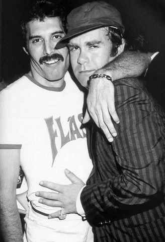 Freddie with Elton John at a House Of Commons reception in London on 3 August 1980