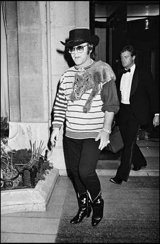 Elton John In Paris 1981 Elton John leaving his hotel in Paris in 1981