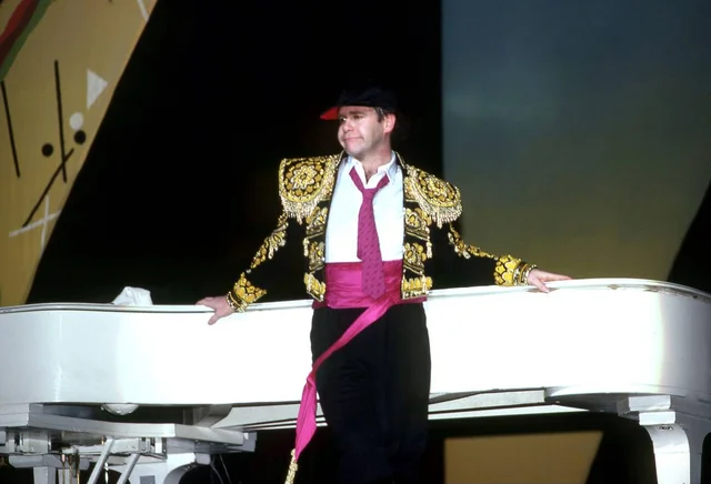 detroit july 17 english singer songwriter pianist and composer sir elton john performs at pine knob music theater during the jump up! world tour on july 17 1982 in clarkston michigan credit ross marino rock negatives mediapunch