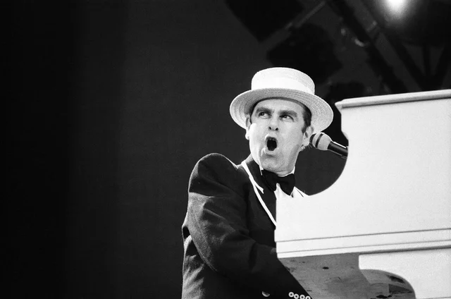 "Summer of 84" Elton John concert at Wembley Stadium, during the European Express Tour, which was the European leg of his 1984 Breaking Hearts Tour. 30th June 1984.