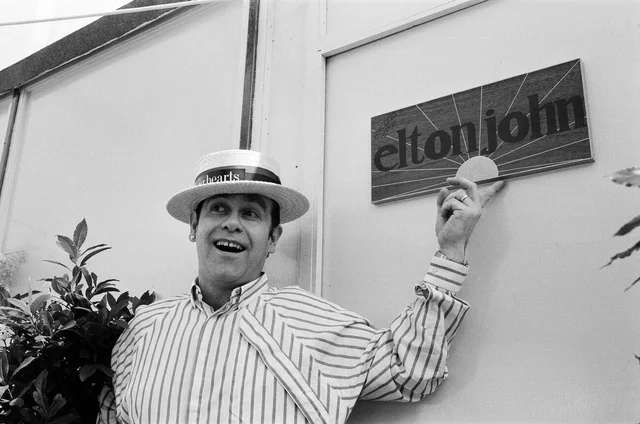 "Summer of 84" Elton John concert at Wembley Stadium, during the European Express Tour, which was the European leg of his 1984 Breaking Hearts Tour. Elton John pictured backstage. 30th June 1984.