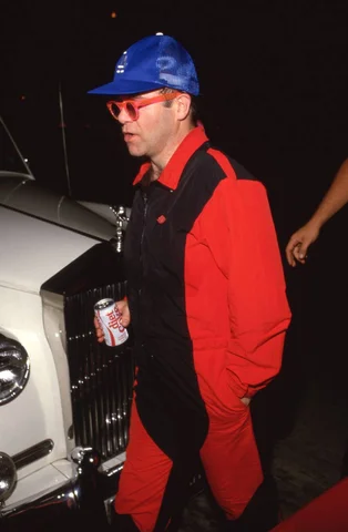 Elton John at Le Dome Restaurant in Hollywood, California on October 7, 1986.