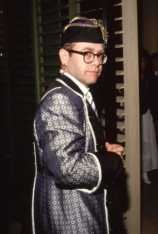 Elton John at Nicky Blair's Restaurant in Hollywood, California on June 25, 1987