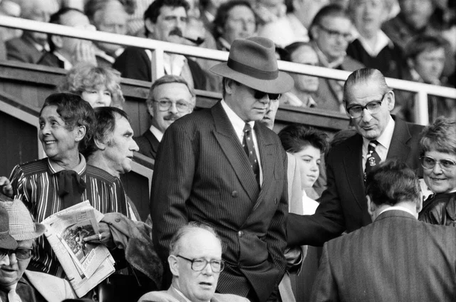 Elton John watching the Coventry City v Watford football match. Final score 1-0 to Coventry City. League Division One. 3rd October 1987.