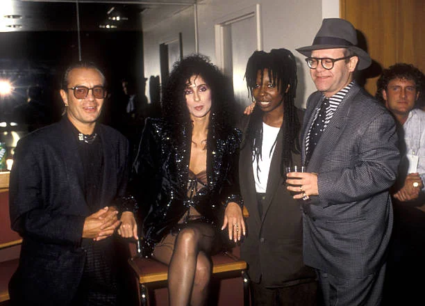 1987 MTV Video Music Awards Bernie Taupin, Cher, Whoopi Goldberg and Elton John