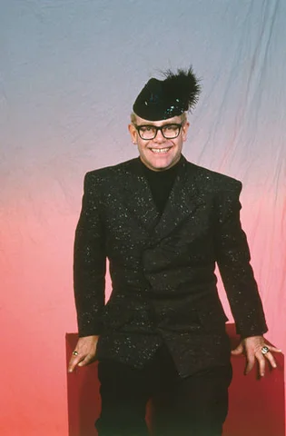 British singer-songwriter Elton John (Reginald Kenneth Dwight) attending as guest the television program Telemike. Cologno Monzese, 1988