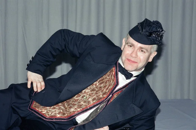 Elton John pictured in Paris where he is performing during his Reg Strikes Back Tour. 23rd March 1989.