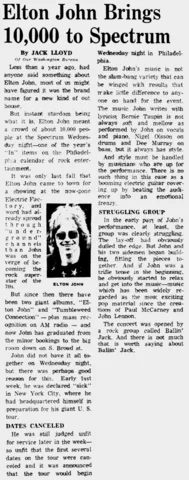 Elton John / Ballin' Jack  Apr 7, 1971   Philadelphia, Pennsylvania, United States