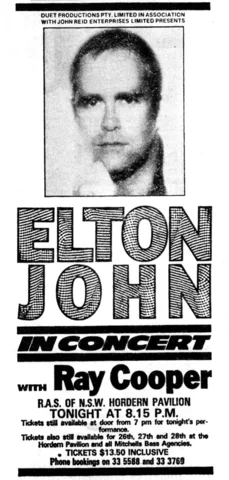 Elton John / Ray Cooper  Nov 25, 1979   Sydney, New South Wales, Australia