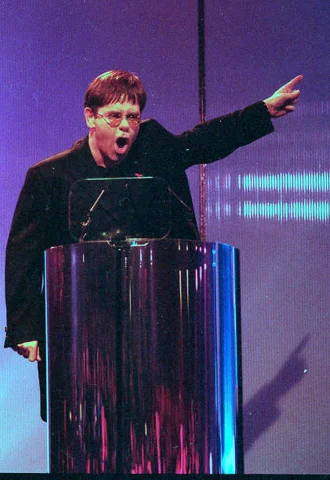 The 14th BRIT Awards, sponsored by Britannia Music Club, took place on February 14, 1994, at Alexandra Palace in London. The ceremony was co-hosted by Elton John and RuPaul, who also performed a duet of "Don't Go Breaking My Heart" during the event.