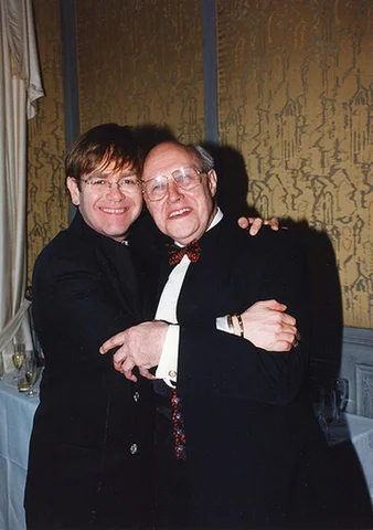 May 9 1995 SWEDEN AWARD - Polar Music Prize  Elton John and Mstislav Rostropovich are presented with this prestigeous music award by King Carl Gustaf XVI of Sweden.
