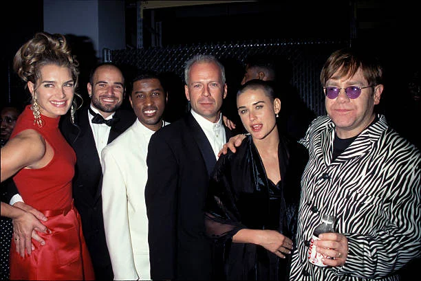 Andre Agassi Grand Slam For Children 1996 Brooke Shields, Andre Agassi, Kenny "Babyface" Edmonds, Bruce Willis, Demi Moore and Elton John