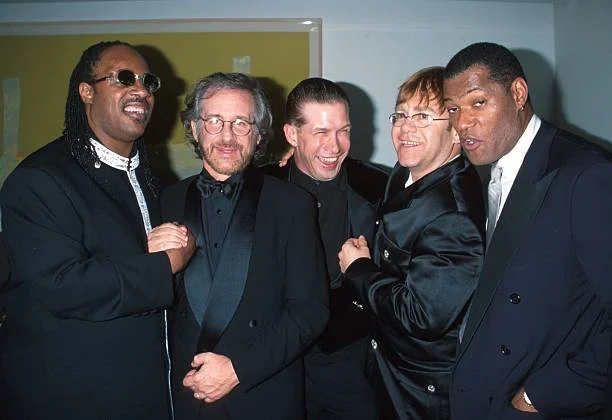 68th Academy Awards - Elton John Party Stevie Wonder, Steven Spielberg, Stephen Baldwin, Elton John and Laurence Fishburne
